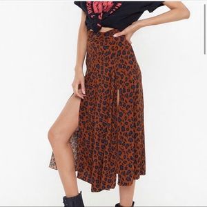 Nasty gal double slit leopard midi skirt